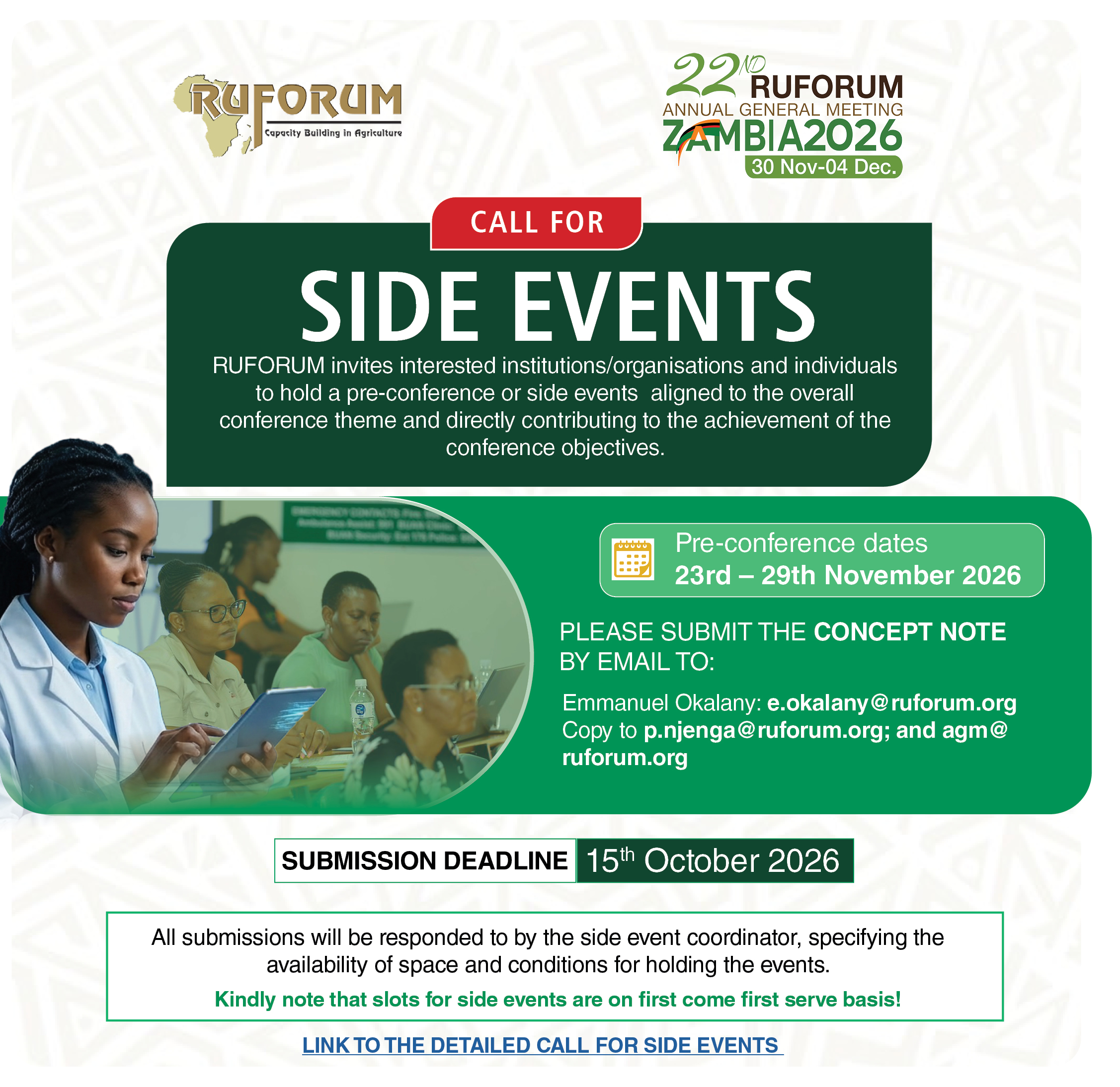 Call for Expression of Interest to hold Side Event Meetings at the 2026 RUFORUM AGM